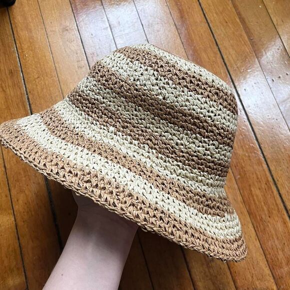 Sonoma Goods Bucket Hat Straw Women's Multi Tan and Brown - Picture 1 of 5